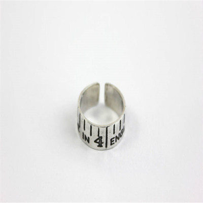 Etched Silver Vintage Style Tape Measure Ring - Handmade By AOL Special