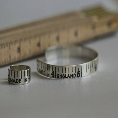 Etched Silver Vintage Style Tape Measure Ring - Handmade By AOL Special