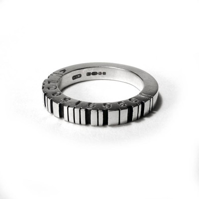 Thick Square Silver Barcode Ring - Handmade By AOL Special