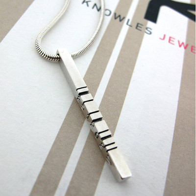 Thin Silver Barcode Pendant - Handmade By AOL Special