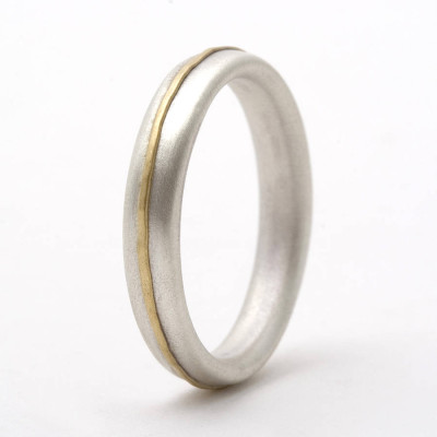 Thin Sterling Silver Ring With 18ct Yellow Gold Detail - Handmade By AOL Special