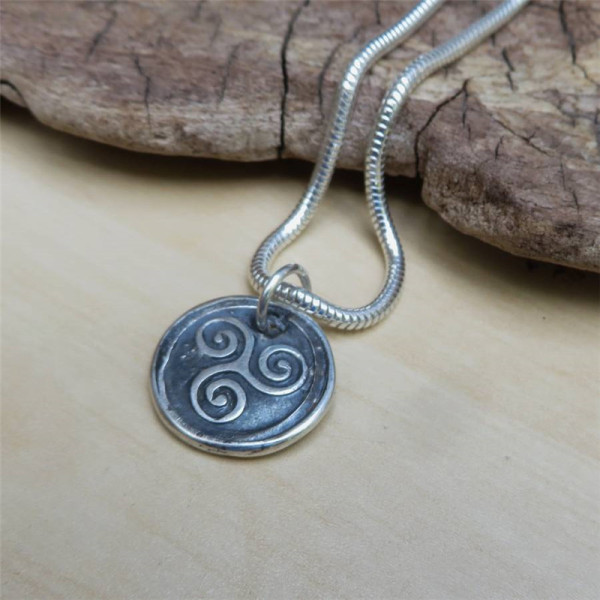 Triskelion Mens Silver Necklace - Handmade By AOL Special