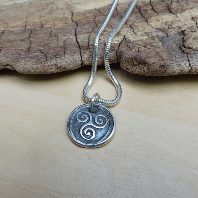 Triskelion Mens Silver Necklace - Handmade By AOL Special