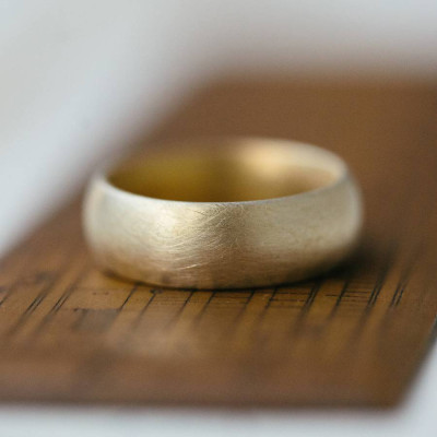 Wide Gents Soft Pebble Wedding Ring 18ct Gold - Handmade By AOL Special
