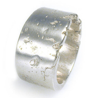 Wide Silver Concrete Ring - Handmade By AOL Special