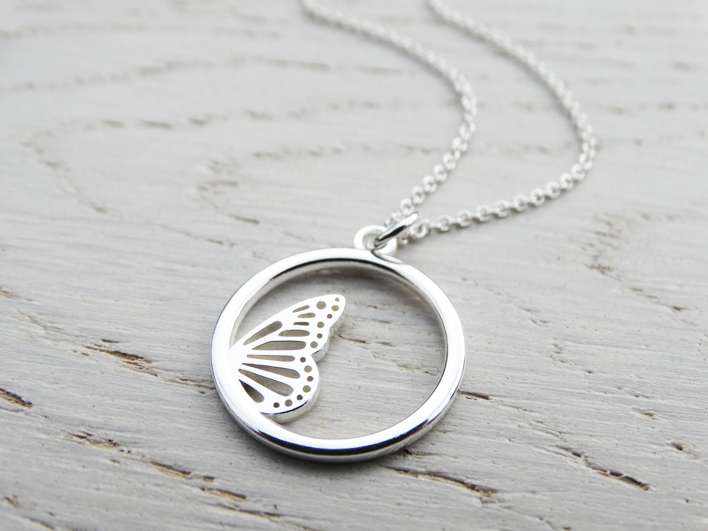 Butterfly Wing Necklace - Sterling Silver