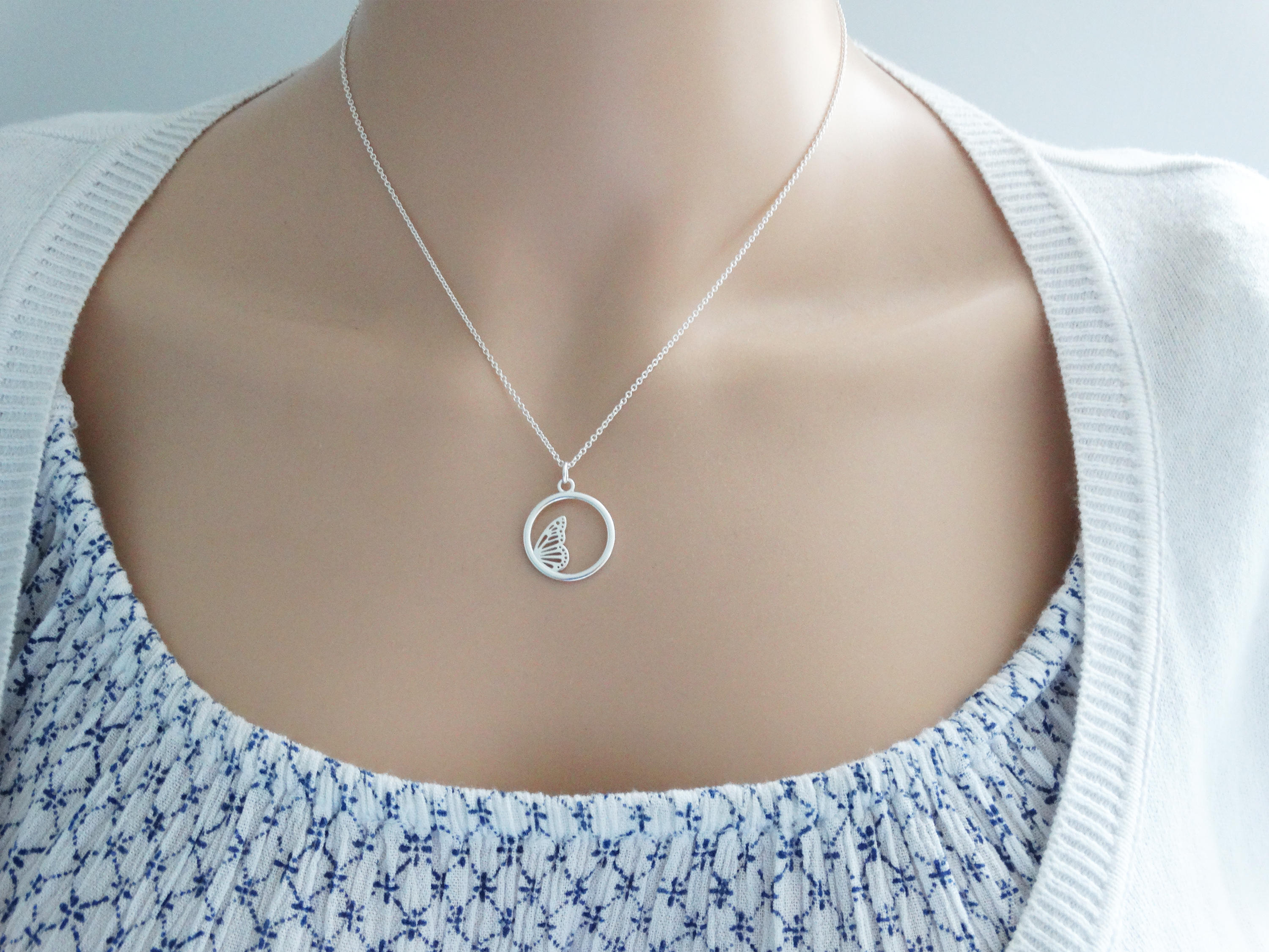 Butterfly Wing Necklace - Sterling Silver