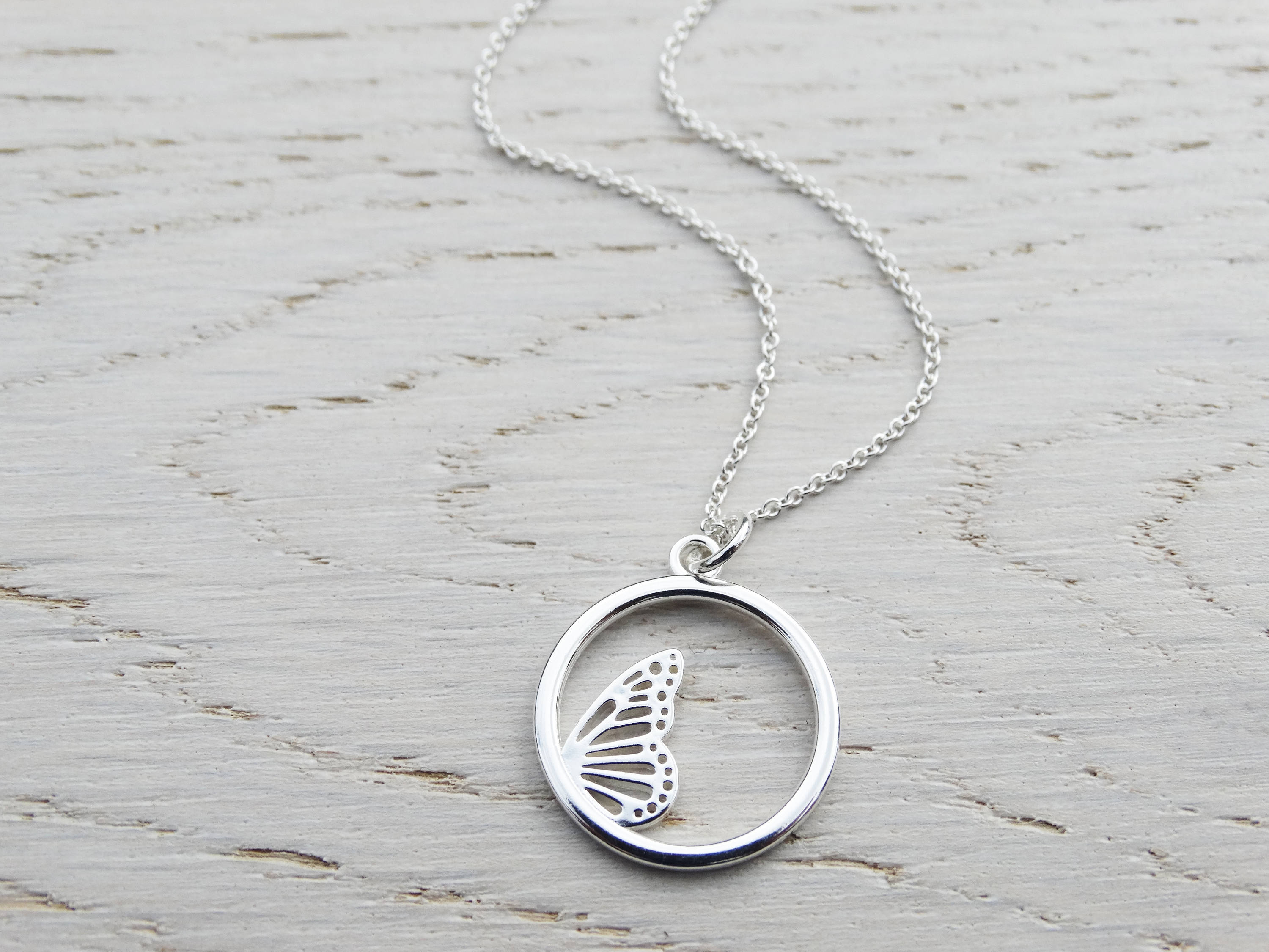 Butterfly Wing Necklace - Sterling Silver