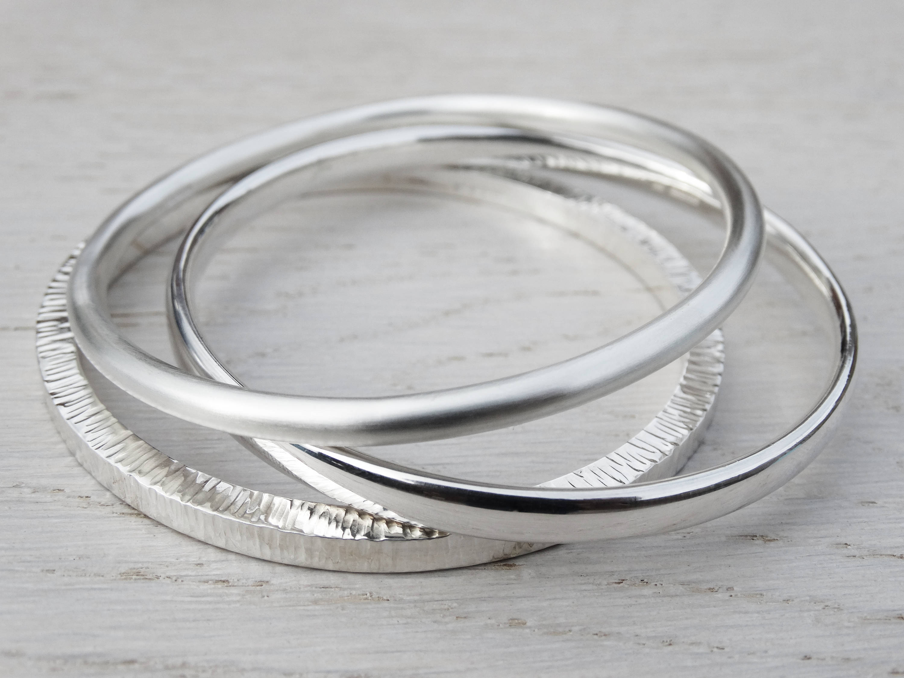Chunky Silver Bangle - Solid Silver Textured Bangle - Sterling Silver