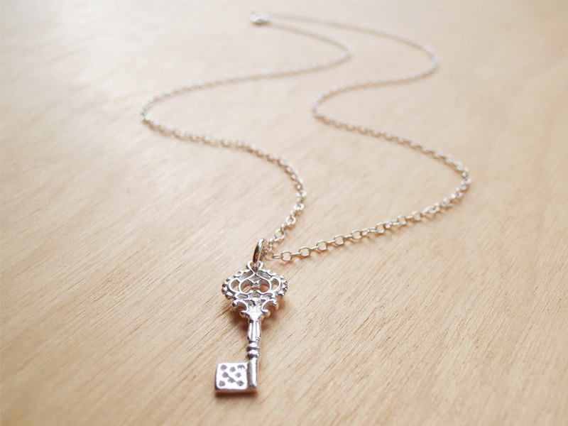 Dainty Silver Key Necklace - Sterling Silver