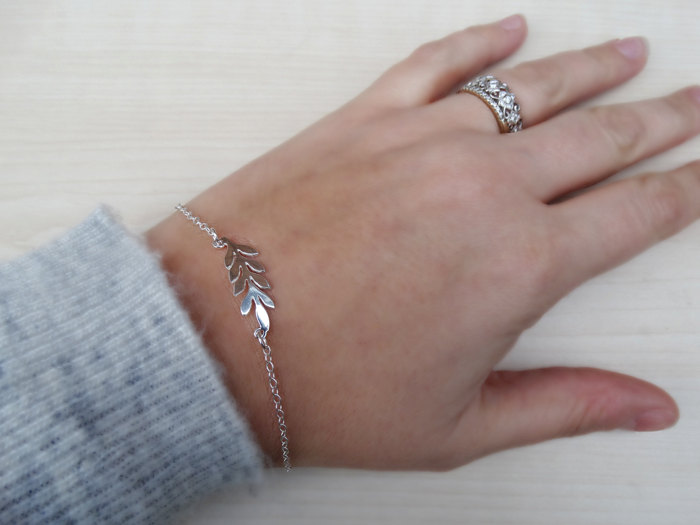 Delicate Sterling Silver Leaf Bracelet