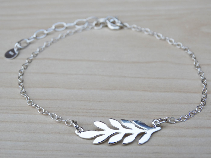 Delicate Sterling Silver Leaf Bracelet