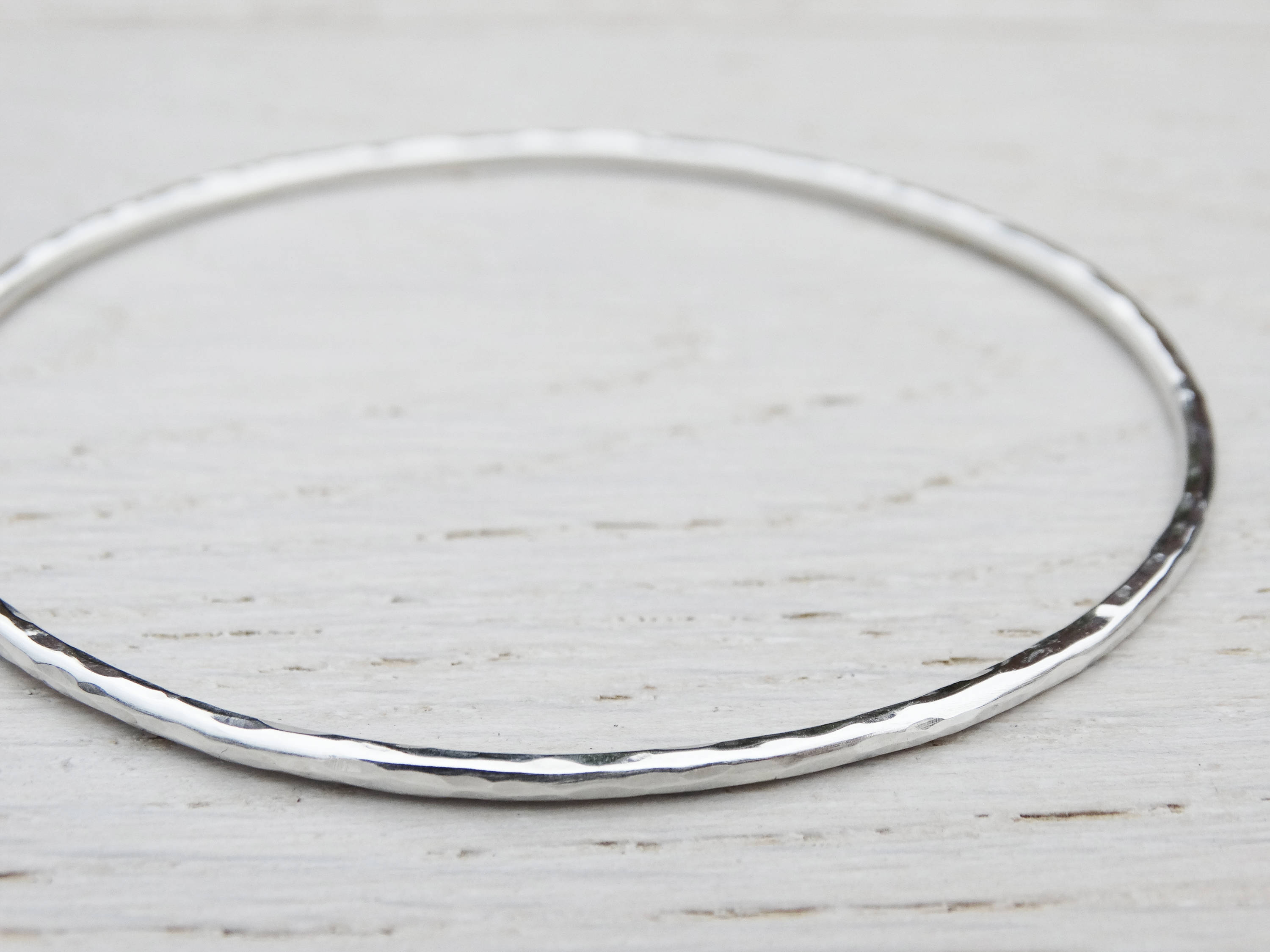 Hammered Silver Bangle, Sterling Silver, Stacking Bangle