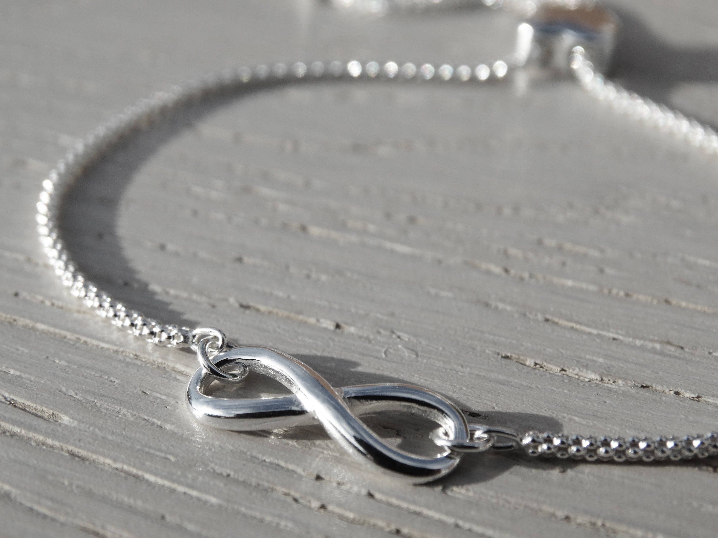 Infinity Bracelet With Heart Slider Clasp, Sterling Silver