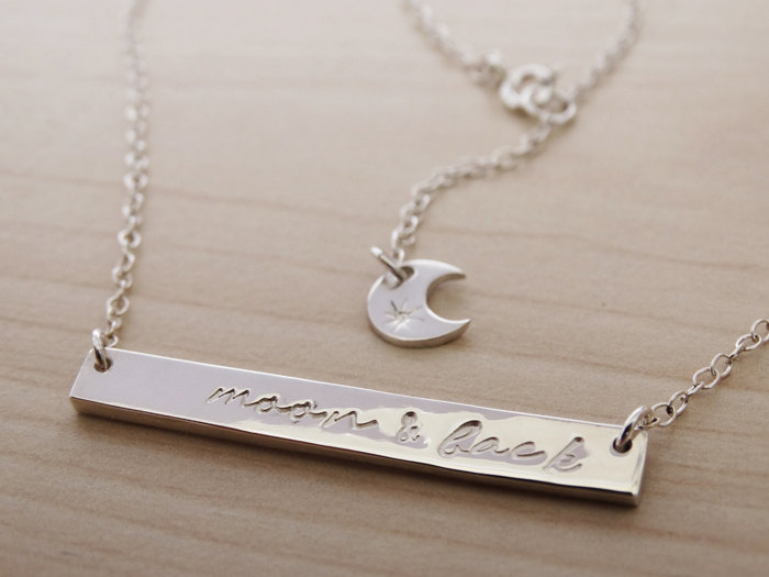 Moon &amp; Back Silver Necklace - Sterling Silver