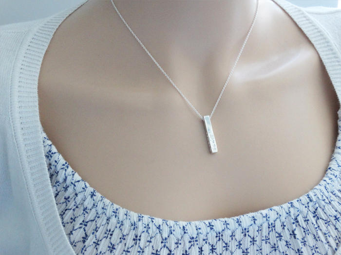 Personalised Silver Bar Necklace ~ Sterling Silver