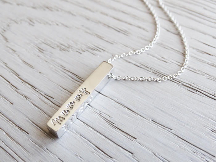 Personalised Silver Bar Necklace ~ Sterling Silver
