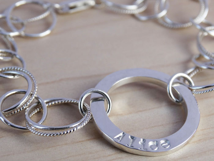 Personalised Silver Circles Bracelet - Sterling Silver