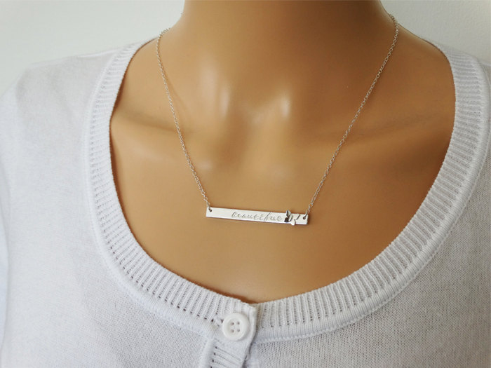 Personalised Silver Necklace &amp; Butterfly, Sterling Silver