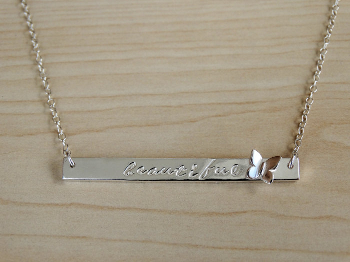 Personalised Silver Necklace &amp; Butterfly, Sterling Silver