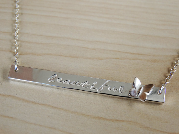 Personalised Silver Necklace &amp; Butterfly, Sterling Silver