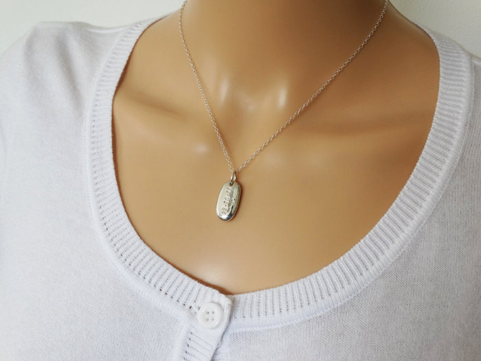 Personalised Silver Pebble Necklace - Sterling Silver