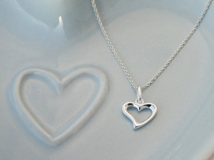 SALE - Little Silver Heart Charm Necklace - Sterling Silver