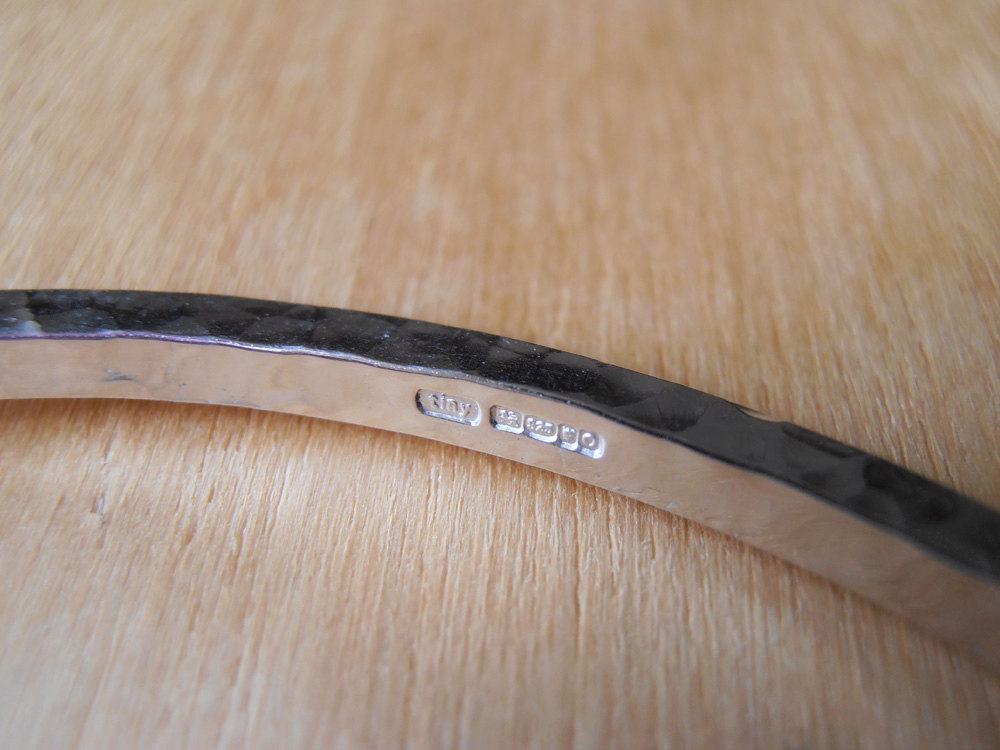 Silver Bangle - Solid Silver Hammered Bangle - Sterling Silver
