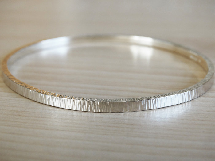 Silver Bangle - Solid Silver Textured Bangle - Sterling Silver