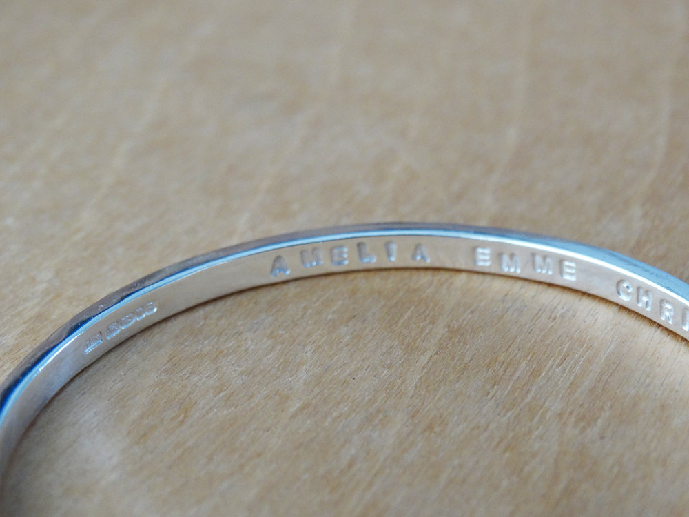 Silver Bangle With Tiny Stars For Baby Or Child - Sterling Silver