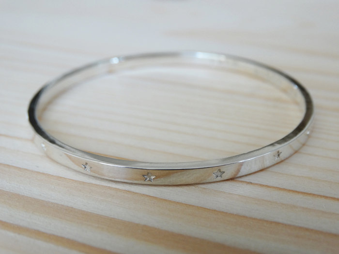 Silver Bangle With Tiny Stars For Baby Or Child - Sterling Silver