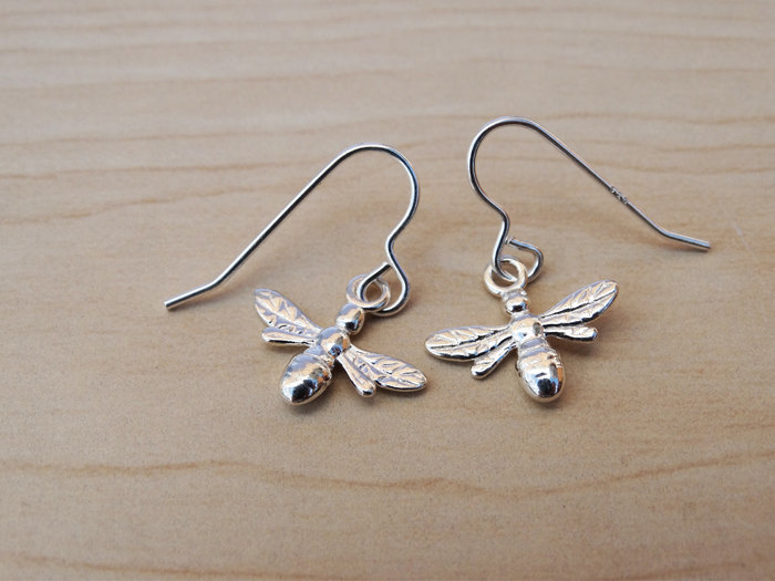 Silver Bee Earrings - Sterling Silver