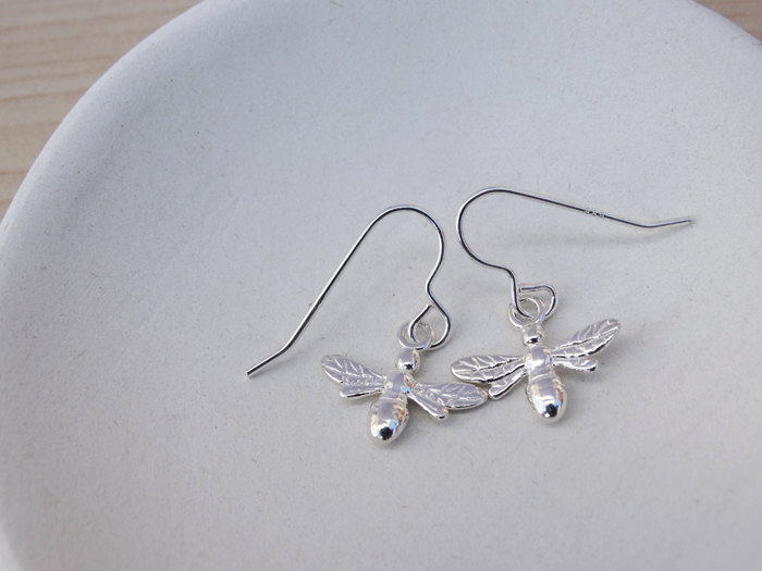Silver Bee Earrings - Sterling Silver