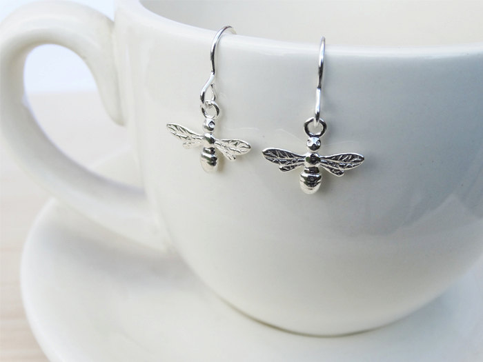 Silver Bee Earrings - Sterling Silver