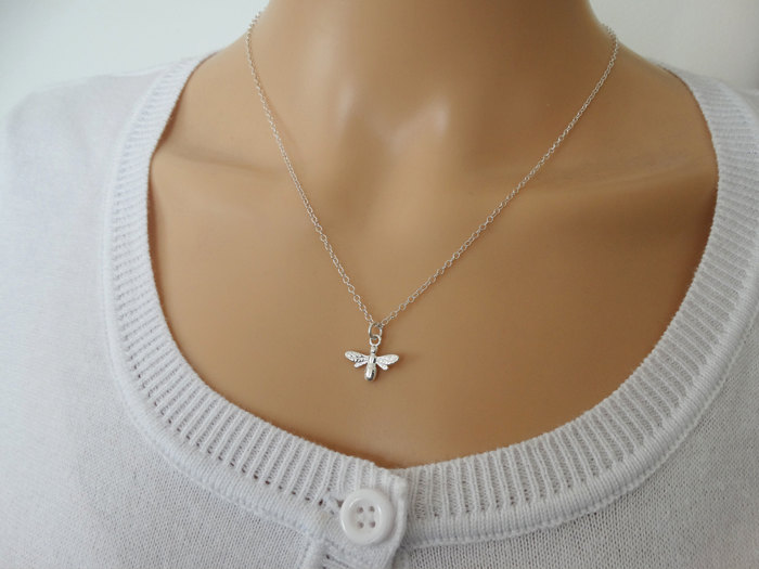 Silver Bee Necklace, Sterling Silver