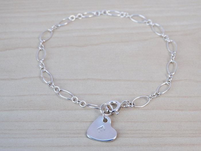Silver Bracelet With Personalised Heart - Sterling Silver