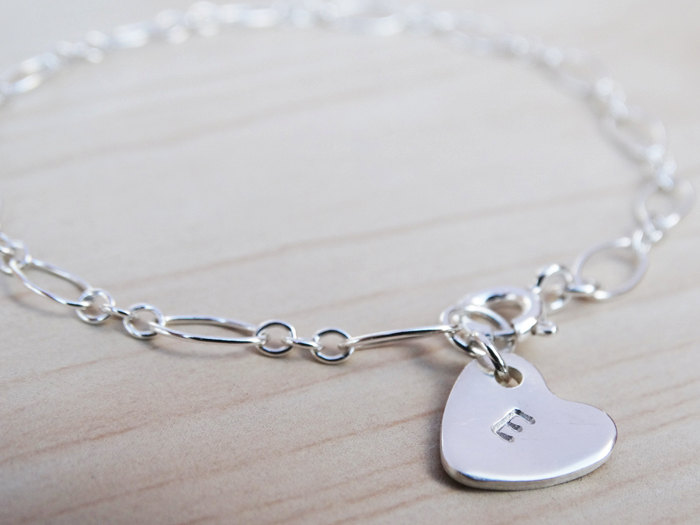 Silver Bracelet With Personalised Heart - Sterling Silver