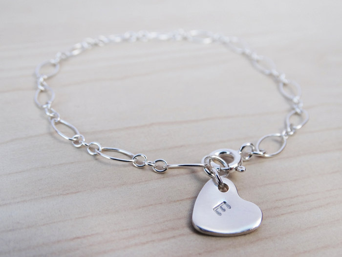 Silver Bracelet With Personalised Heart - Sterling Silver
