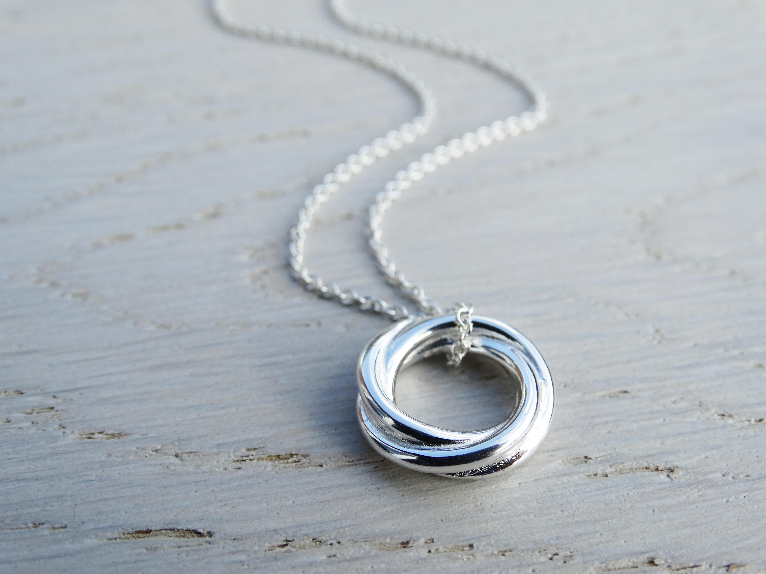 Silver Circle Necklace, Russian Knot, Sterling Silver
