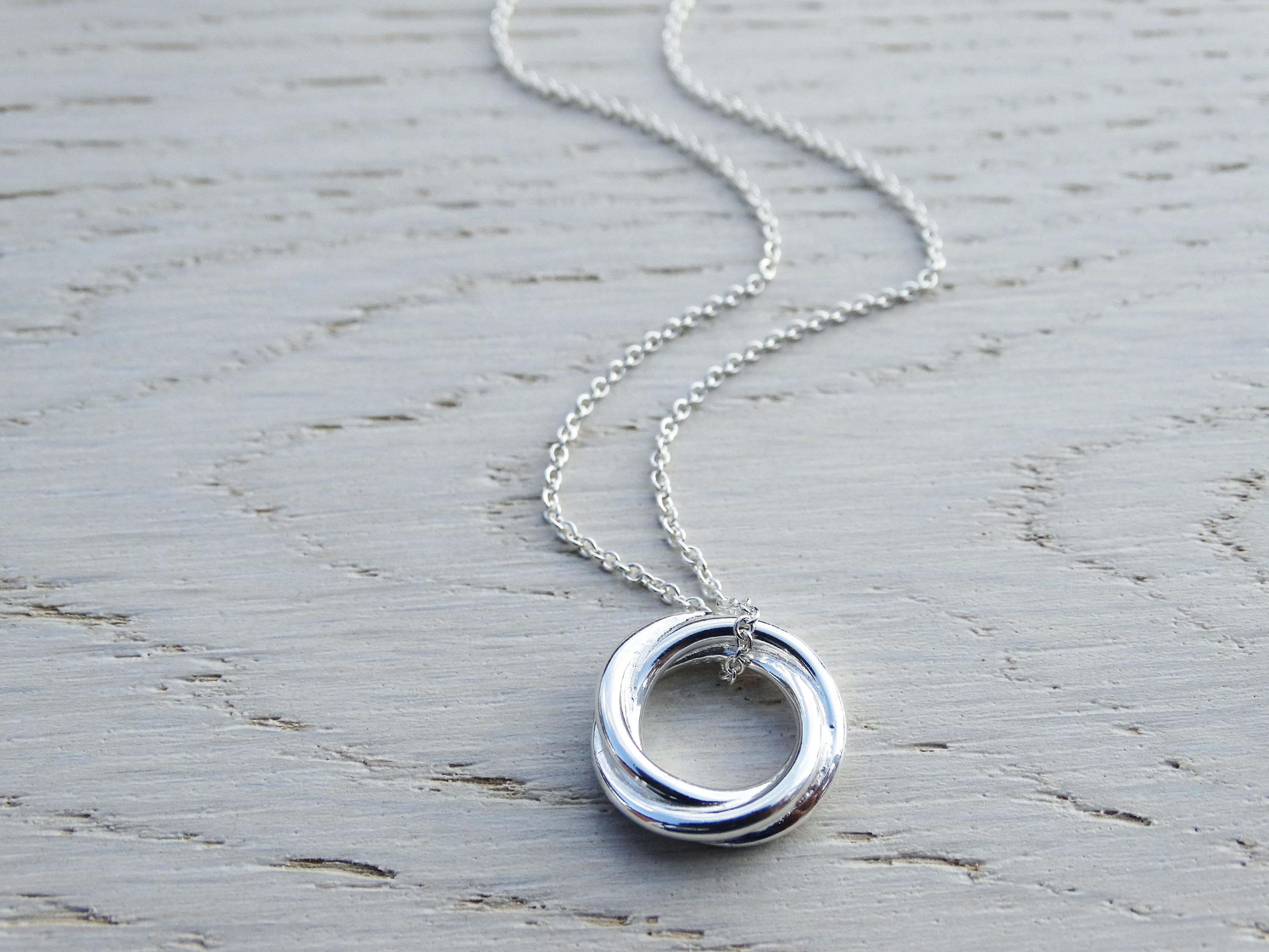 Silver Circle Necklace, Russian Knot, Sterling Silver