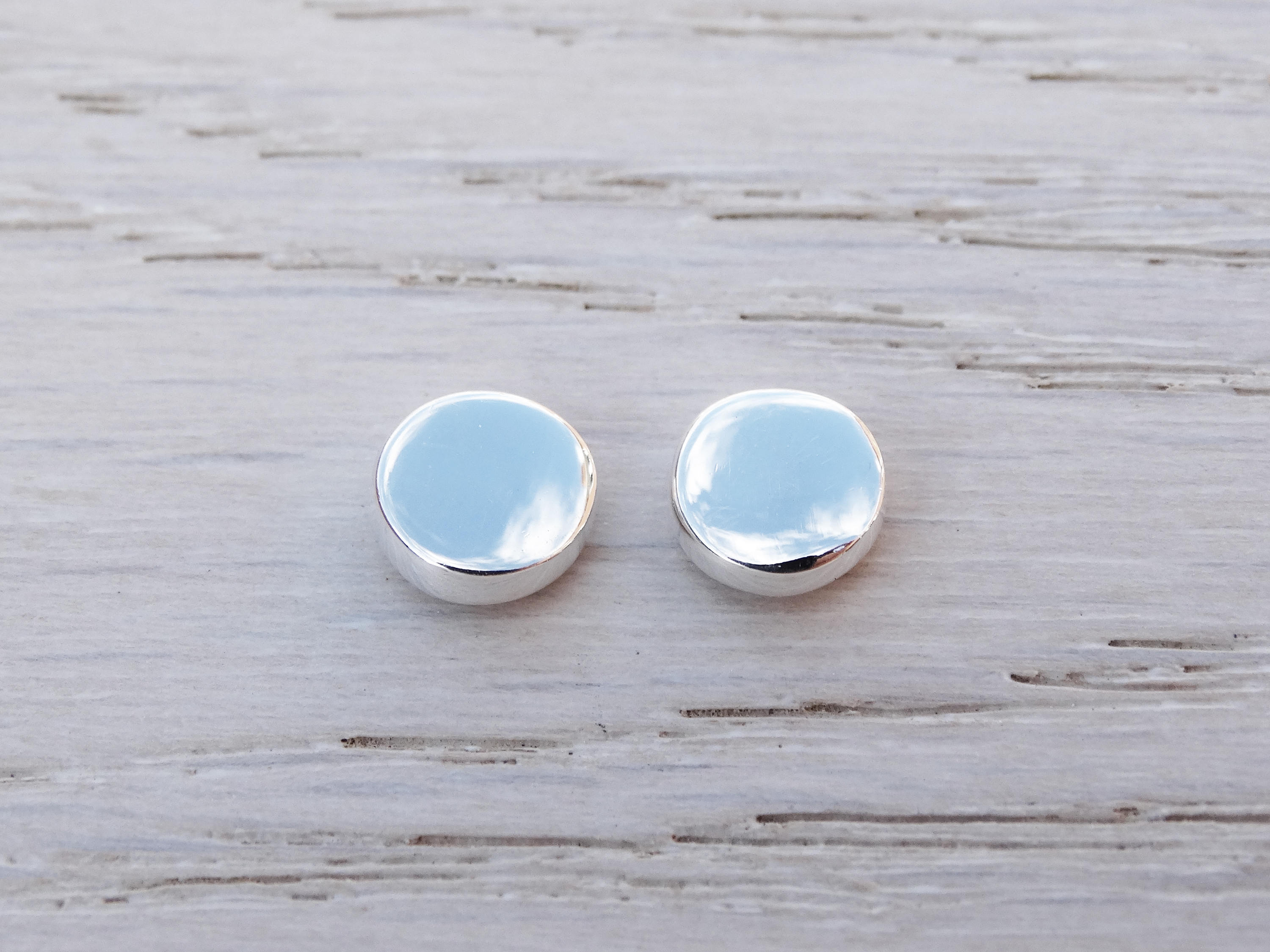 Silver Circle Studs, Sterling Silver, Dot Earrings