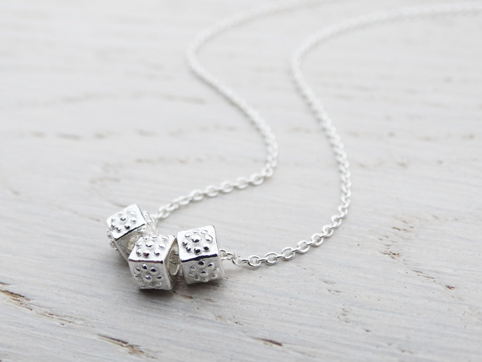 Silver Cube Beads Necklace - Sterling Silver
