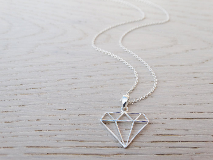 Silver Diamond Necklace - Geometric - Sterling Silver