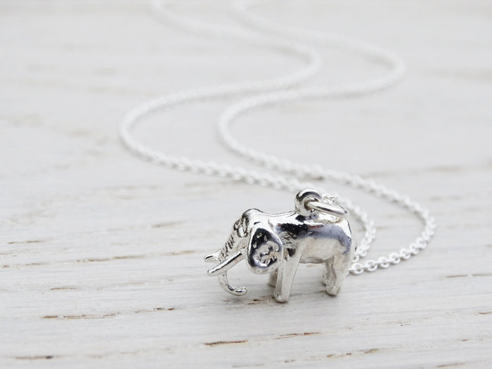 Silver Elephant Necklace, Sterling Silver