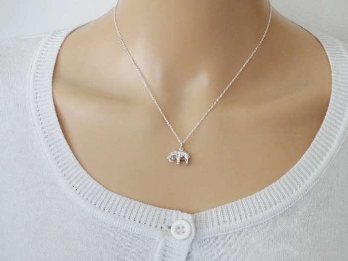 Silver Elephant Necklace, Sterling Silver
