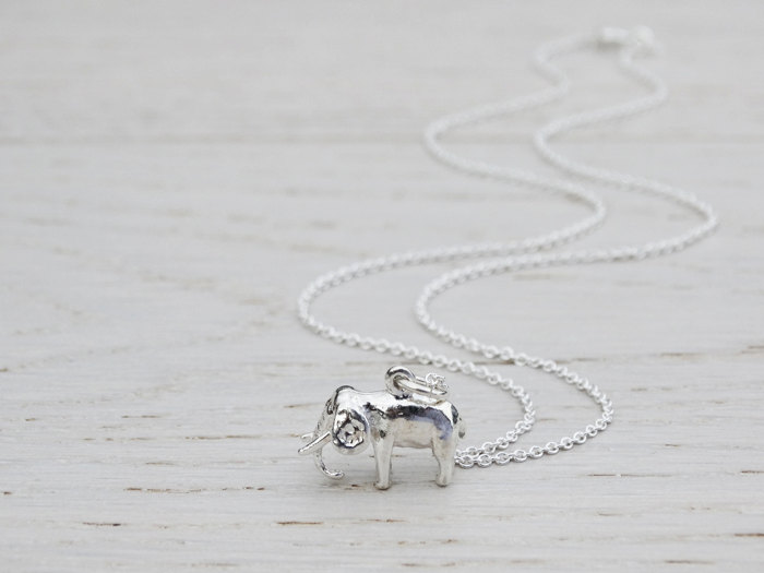 Silver Elephant Necklace, Sterling Silver