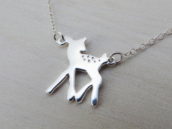 Silver Fawn Necklace - Sterling Silver Deer Necklace
