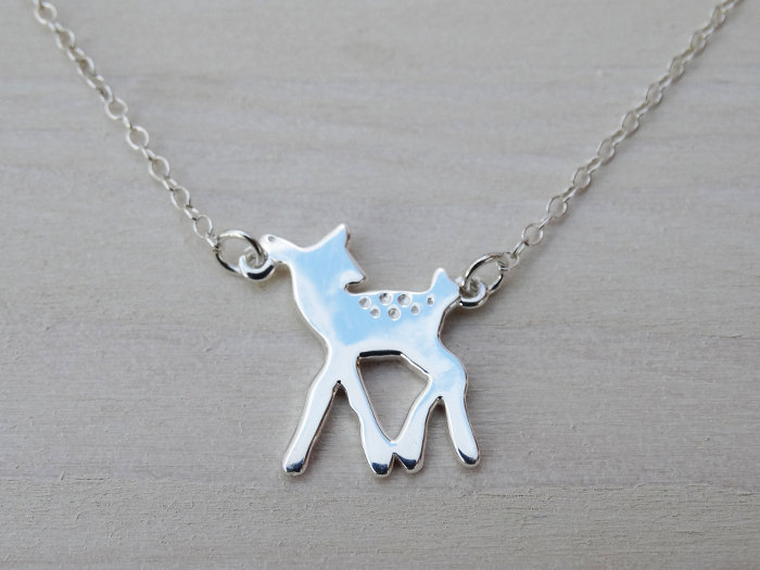 Silver Fawn Necklace - Sterling Silver Deer Necklace