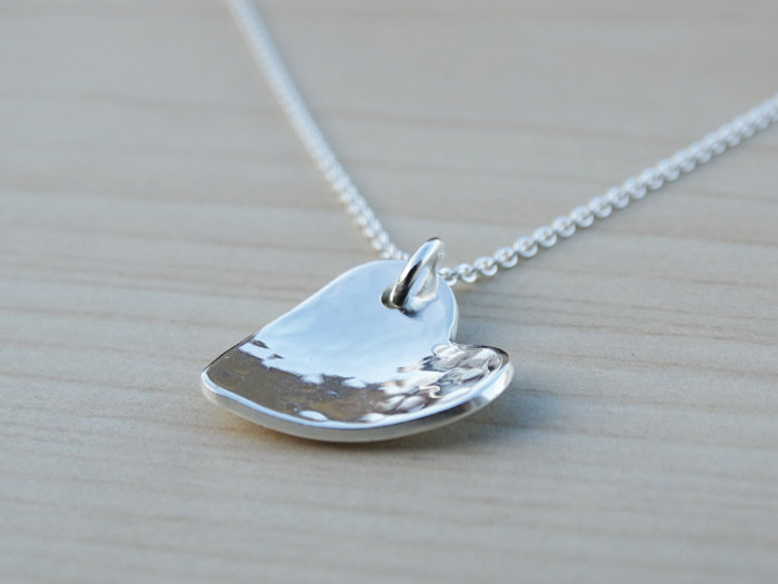 Silver Heart Necklace - Hammered - Sterling Silver