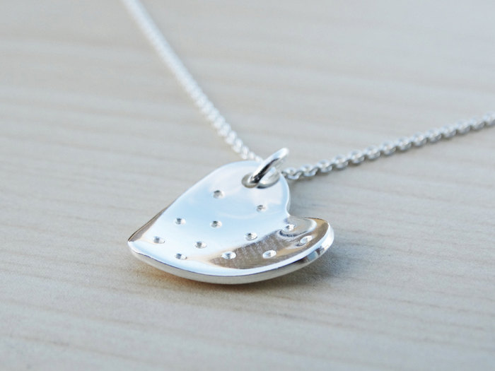 Silver Heart Necklace - Polka Dot - Sterling Silver